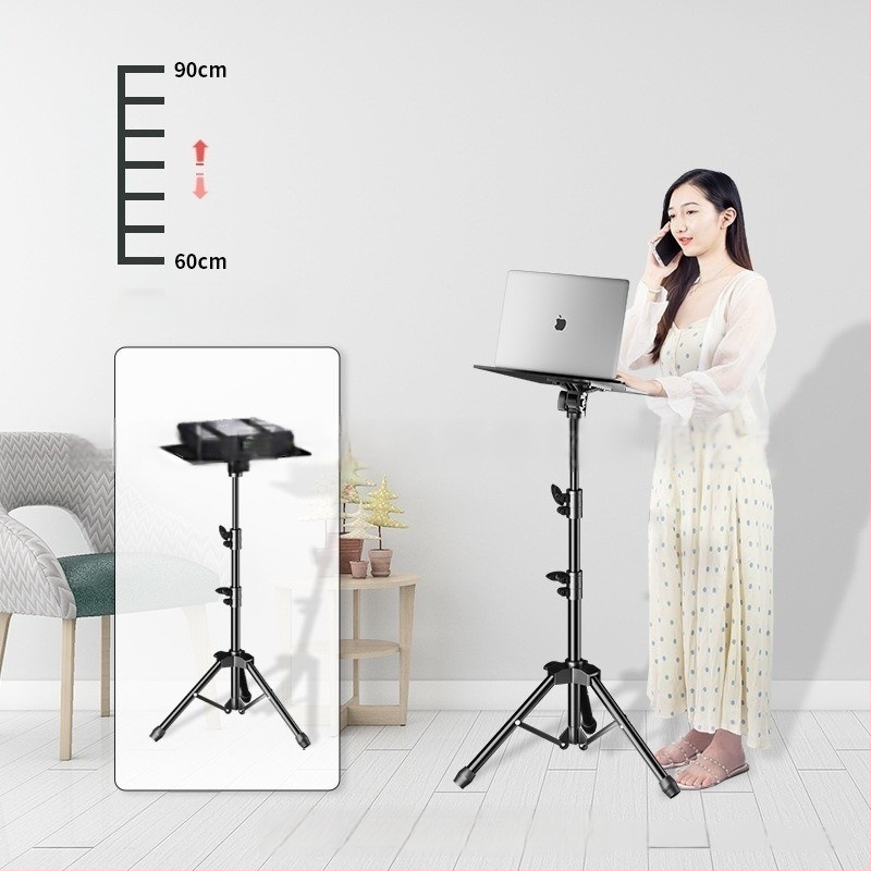 Βάση για φορητό υπολογιστή με ρυθμιζόμενο ύψος, ράφι γραφείου και περιστρεφόμενο δίσκο σε βάση τρίποδου