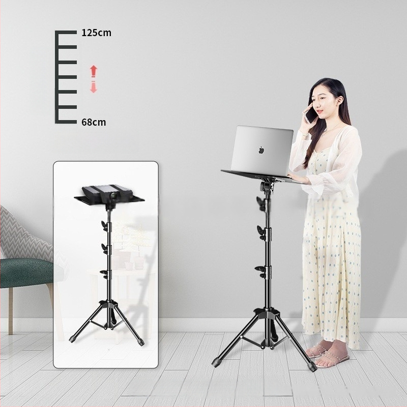 Βάση για φορητό υπολογιστή με ρυθμιζόμενο ύψος, ράφι γραφείου και περιστρεφόμενο δίσκο σε βάση τρίποδου