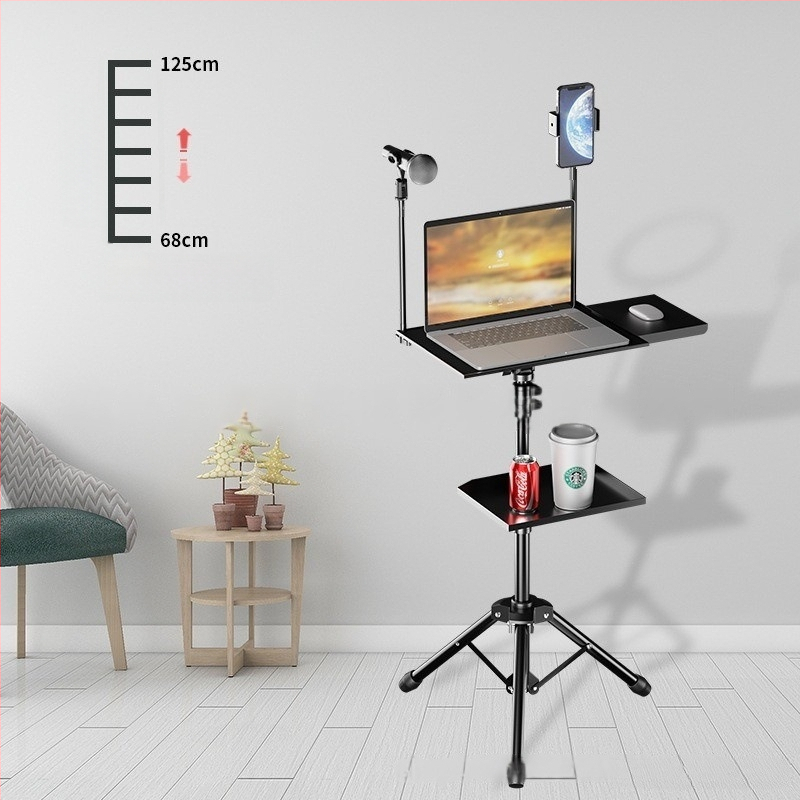 Βάση για φορητό υπολογιστή με ρυθμιζόμενο ύψος, ράφι γραφείου και περιστρεφόμενο δίσκο σε βάση τρίποδου