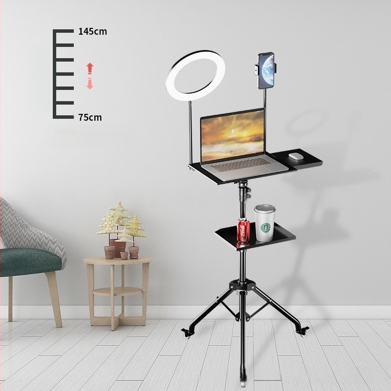 Βάση για φορητό υπολογιστή με ρυθμιζόμενο ύψος, ράφι γραφείου και περιστρεφόμενο δίσκο σε βάση τρίποδου