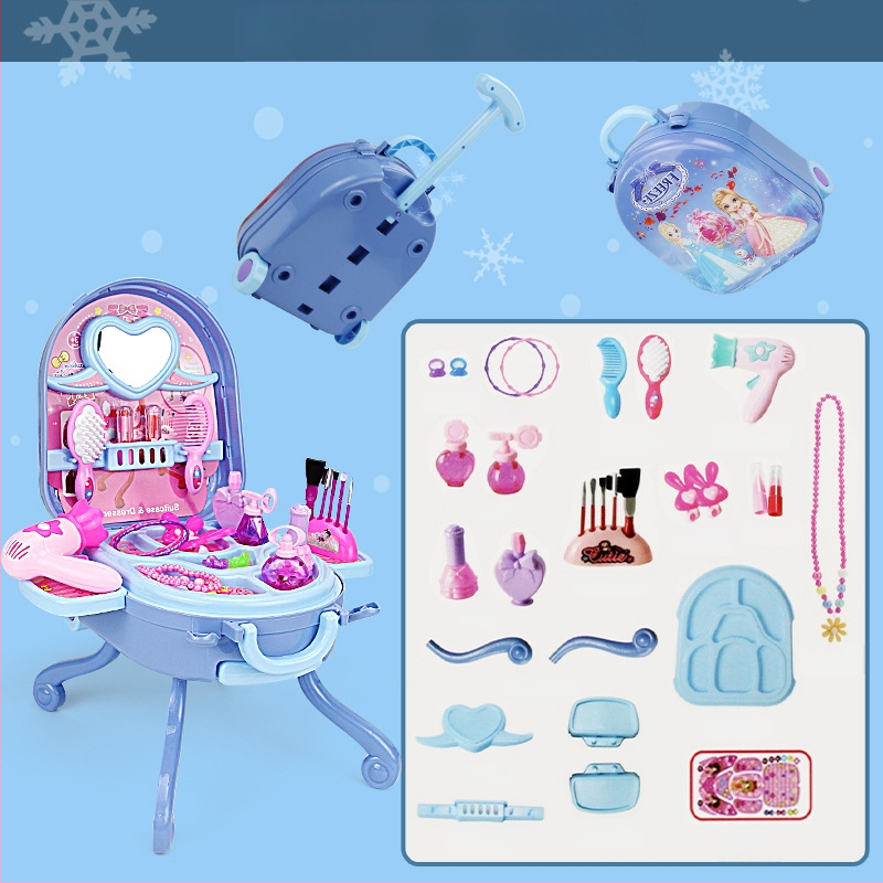 Set za makeup u kutiji s toaletnim stolom za djevojčice, 3–6 godina, prijenosna torbica
