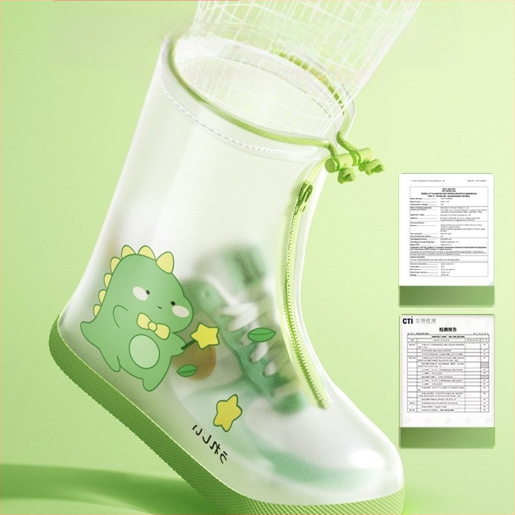 Детски водоустойчив протектор за обувки за момичета, антихлъзгащ дизайн, PVC материал, карикатурен стил