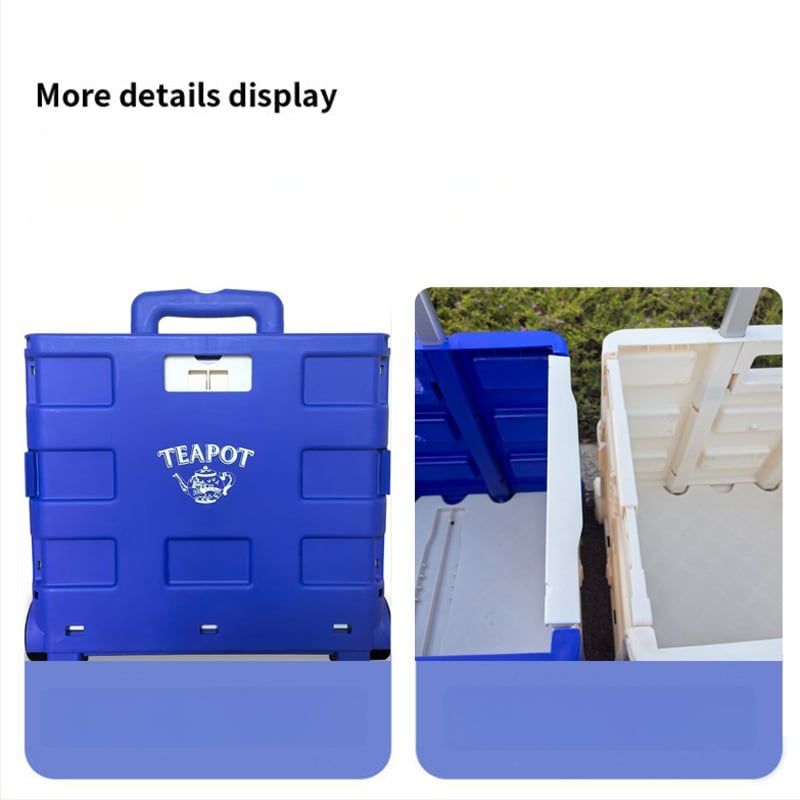 Пластмасова сгъваема количка за пазаруване с регулируема дръжка, двуколесна, товароподемност 45 кг