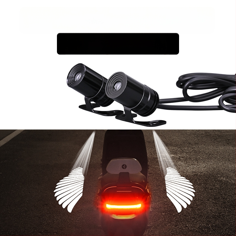 Mootorratta LED-projektsioonivalgusti ingli tiibadega – universaalne, 12–24V, 3W, paigaldus eesisesse siseruum