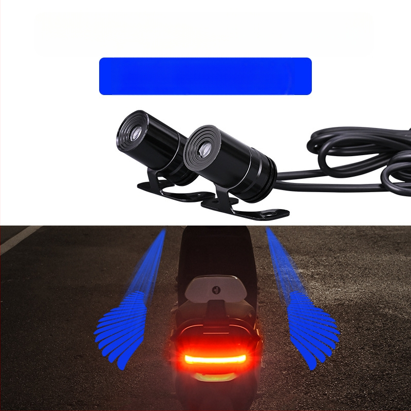 Mootorratta LED-projektsioonivalgusti ingli tiibadega – universaalne, 12–24V, 3W, paigaldus eesisesse siseruum