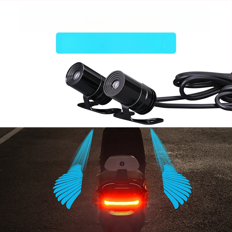 Mootorratta LED-projektsioonivalgusti ingli tiibadega – universaalne, 12–24V, 3W, paigaldus eesisesse siseruum