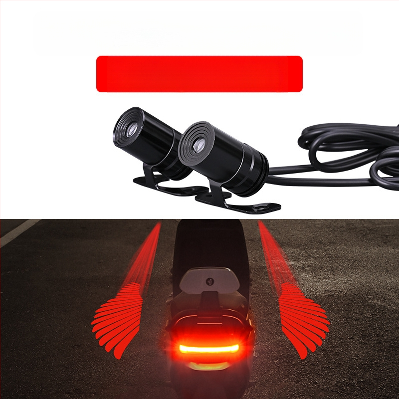 Mootorratta LED-projektsioonivalgusti ingli tiibadega – universaalne, 12–24V, 3W, paigaldus eesisesse siseruum