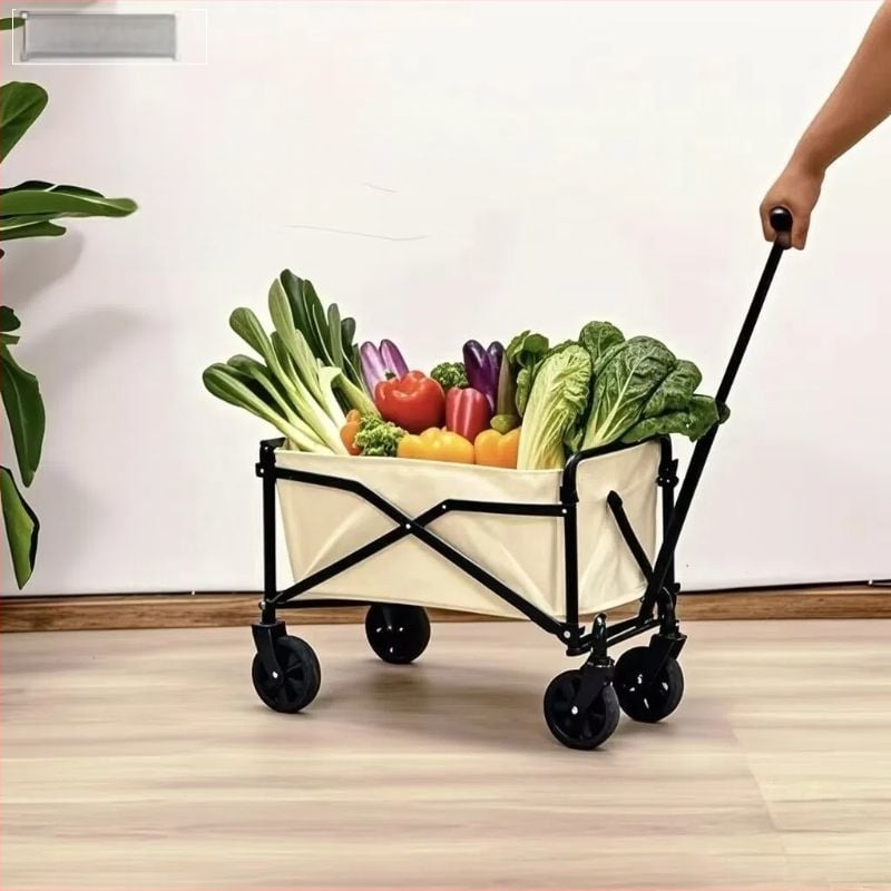 Сгъваема количка с четири колела, железен корпус, преносима складова количка, печат на лого и персонализация