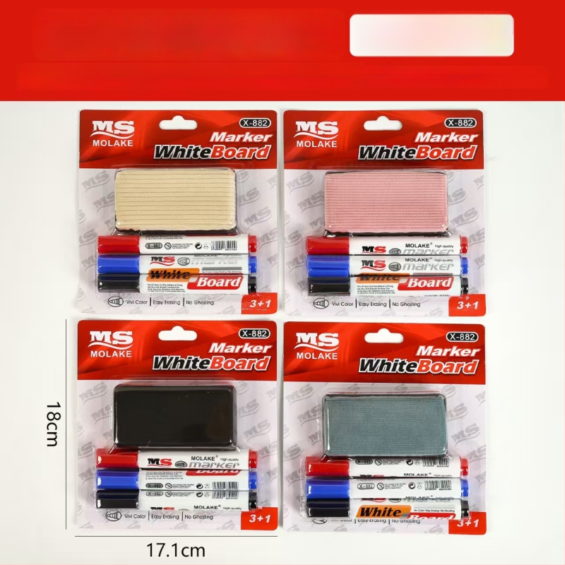 Модел 882: пластмасови маркери за бяла дъска, водно-базирани, изтриваеми, връх 0,55 мм, комплект от три броя