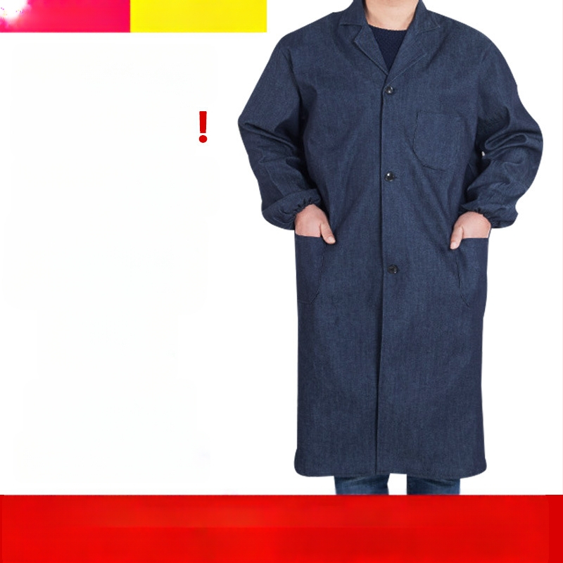 Unisex denimska radna odjeća s dugim rukavima, plave boje, lagana i otporna na habanje i mrlje, za zavarivanje i rukovanje