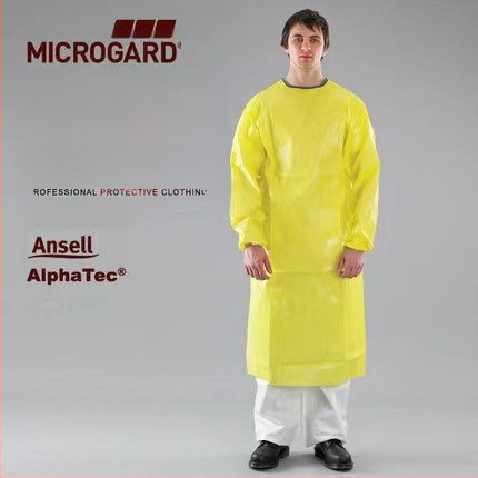 Ansell MC3000-214 Žuta zaštitna pregača s rukavima, otporna na prskanje, kemikalije te kiseline i baze