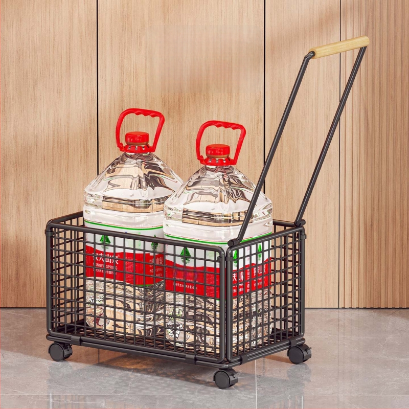 Четириколесна количка за пазаруване от желязо и дърво – подвижна, марка evesigar/Yisijia, товароподемност 1