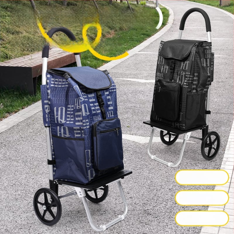 Двуколесна сгъваема пазарска количка за дома - портативна, маневрена, със стоманена тръба, възможност за лого