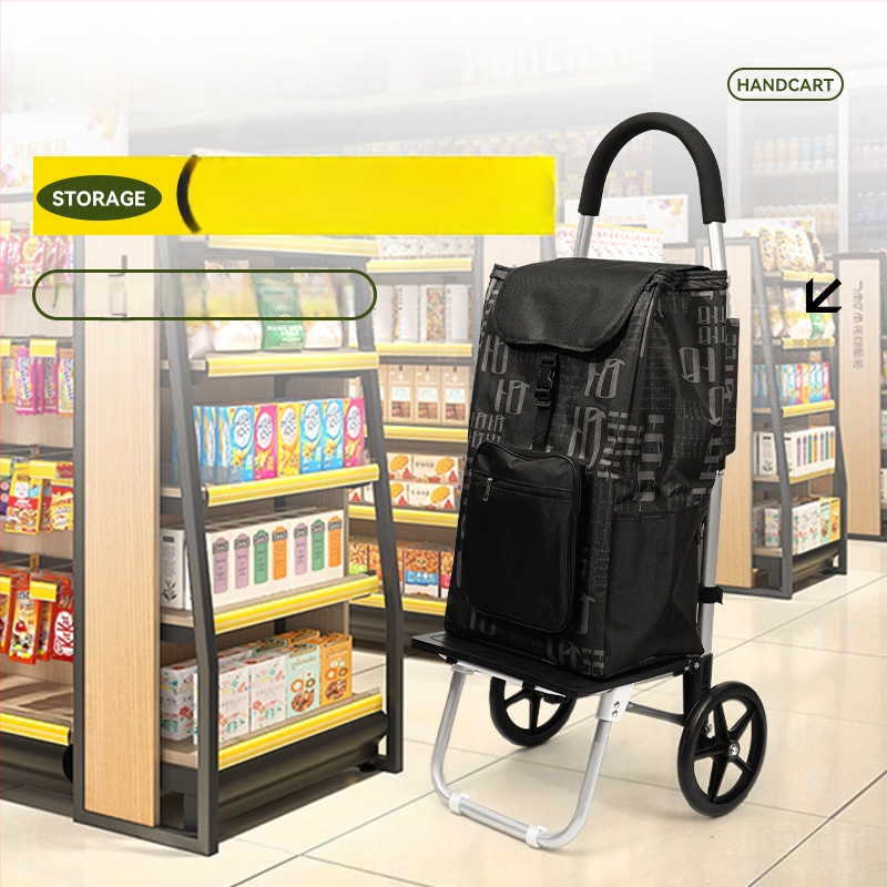 Двуколесна сгъваема пазарска количка за дома - портативна, маневрена, със стоманена тръба, възможност за лого