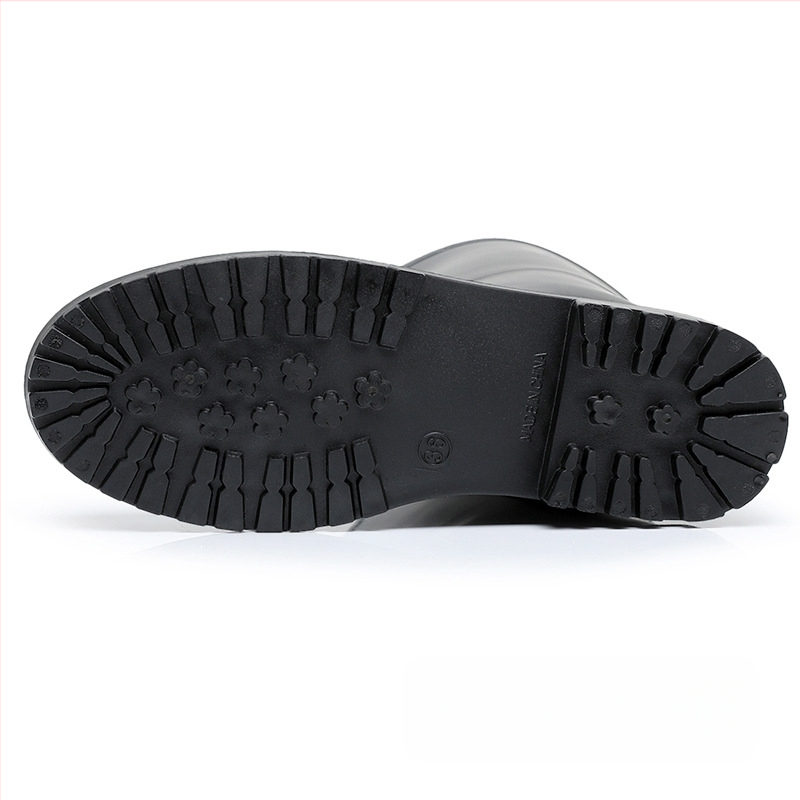 Дамски ботуши за дъжд до средната част на прасеца, PVC върх, нисък ток 1-3 см, абстрактен модел, подходящи за всички сезони