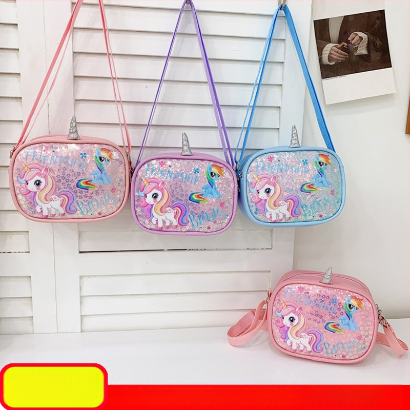 Dječja crossbody torba s šljokicama i slatkim jednorogom – torba preko ramena za djevojčice