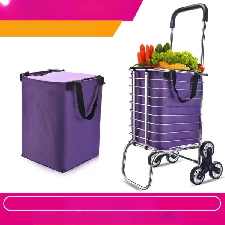 Портативна сгъваема количка за пазаруване с 4 колела, от алуминиева сплав, сгъваема и с функция за катерене по стълби