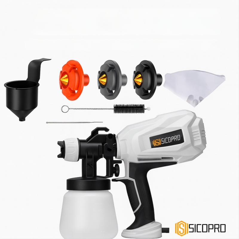 Електрически спрей-пистолет за боя, висока мощност, регулируем поток на пръскане, подходящ за интериорни и външни стени, автомобили, дърво и покриви