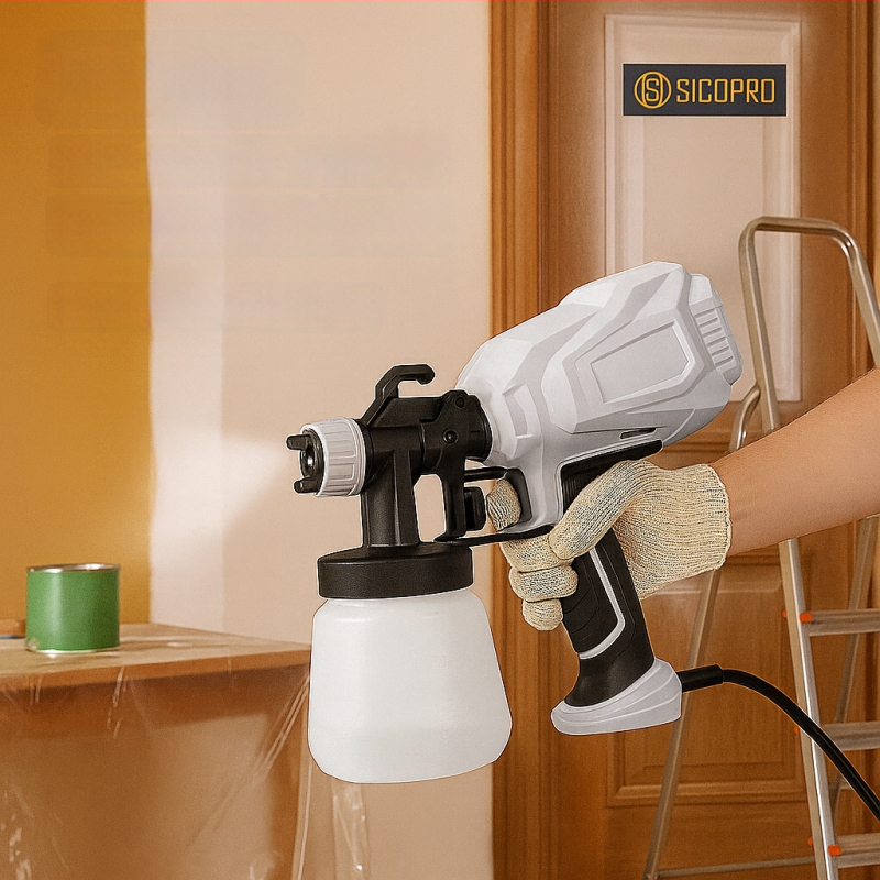 Електрически спрей-пистолет за боя, висока мощност, регулируем поток на пръскане, подходящ за интериорни и външни стени, автомобили, дърво и покриви