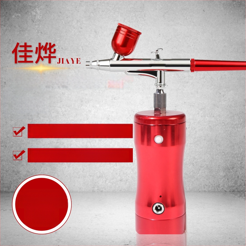 Портативен електрически аерограф с кислороден инжектор — комплект за боядисване и нейл арт; вход за въздуха: 1/8 инча резба; работно налягане: 25 psi; метод на подаване: гравитационен; горно зареждане