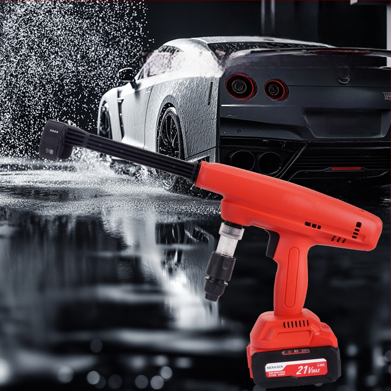 Shenxin Безжична водоструйка с високо налягане за миене на автомобили, презареждаема литиева батерия, преносим домашен инструмент за почистване