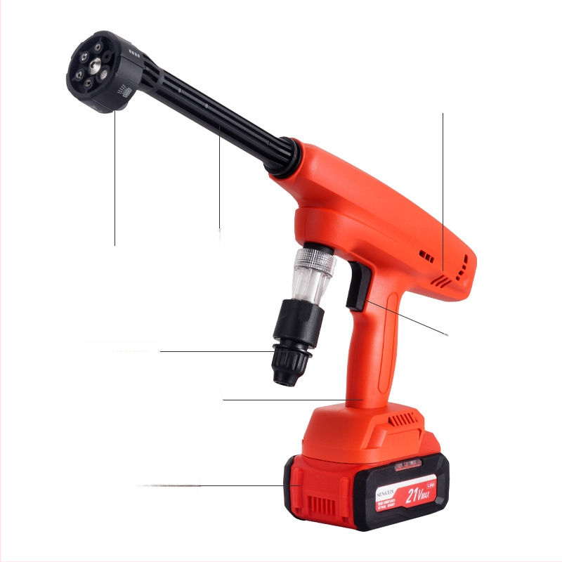 Shenxin Безжична водоструйка с високо налягане за миене на автомобили, презареждаема литиева батерия, преносим домашен инструмент за почистване