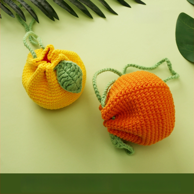 Монетник от вълна с плоден модел, свеж и сладък стил, джобен тип портфейл