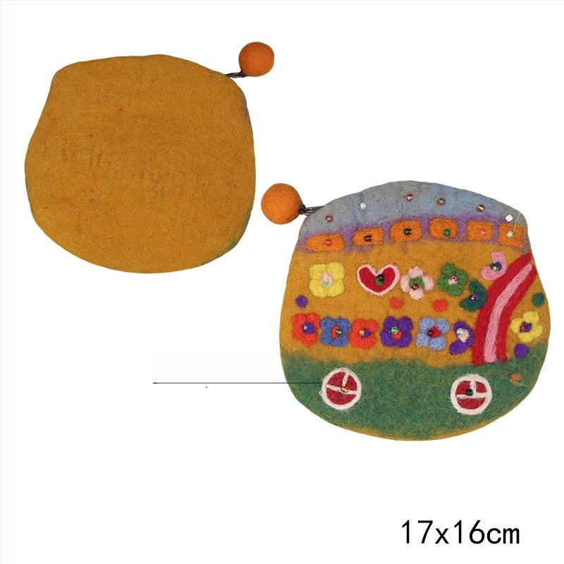 Монетник от филц, флорална шарка, стил свеж и сладък, за жена, есен 2025 (Материал: филц; Модел: флорална шарка; Стил: свеж и сладък; Пол: жена; Година/Сезон: есен 2025)