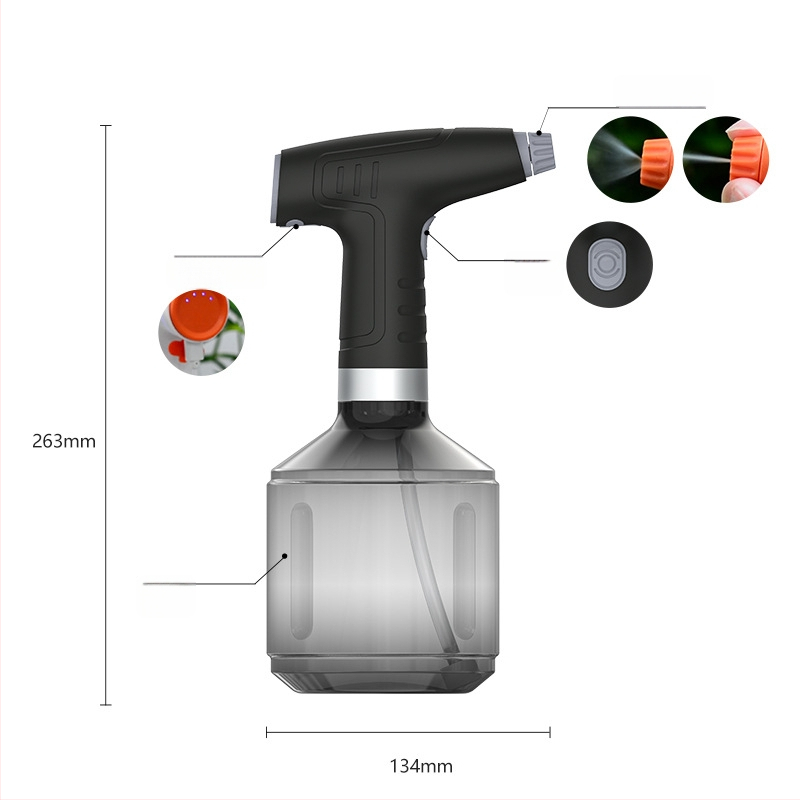 Електрическа пръскачка за дезинфекция и поливане, пластмасова конструкция, финна мъгла, вместимост 1 л