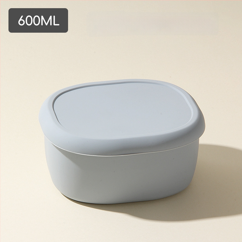 Кръгла силиконова кутия за обяд с капак, микровълнова безопасна и термоустойчива, 301-500 мл, възможност за персонализирано лого
