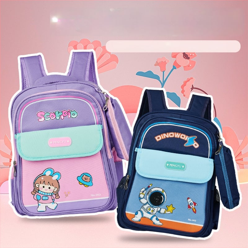 Детска ученическа раница с карикатурен принт, водоустойчива, ултралека, с голям капацитет, Oxford плат, за първи и втори клас