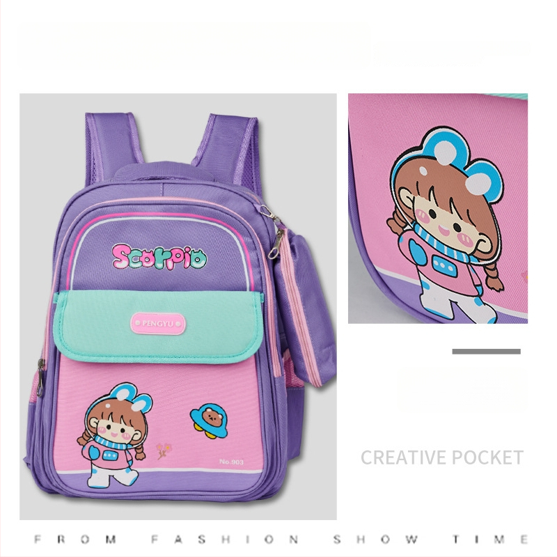 Детска ученическа раница с карикатурен принт, водоустойчива, ултралека, с голям капацитет, Oxford плат, за първи и втори клас