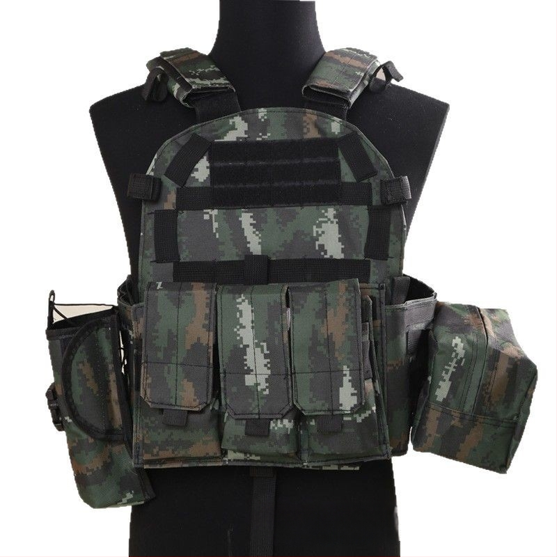 Тактическа жилетка за външни дейности, мултифункционална и лека, камуфляж (Материя: 600D Oxford; Шаблон: Камуфлаж; Функции: дишаща, водоустойчива, износоустойчива; Сезони: целогодишно)