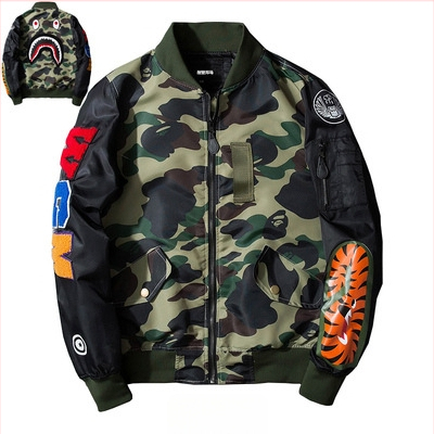 Jachetă bomber brodată, stil european-american, izolație groasă, închidere cu fermoar, guler înalt