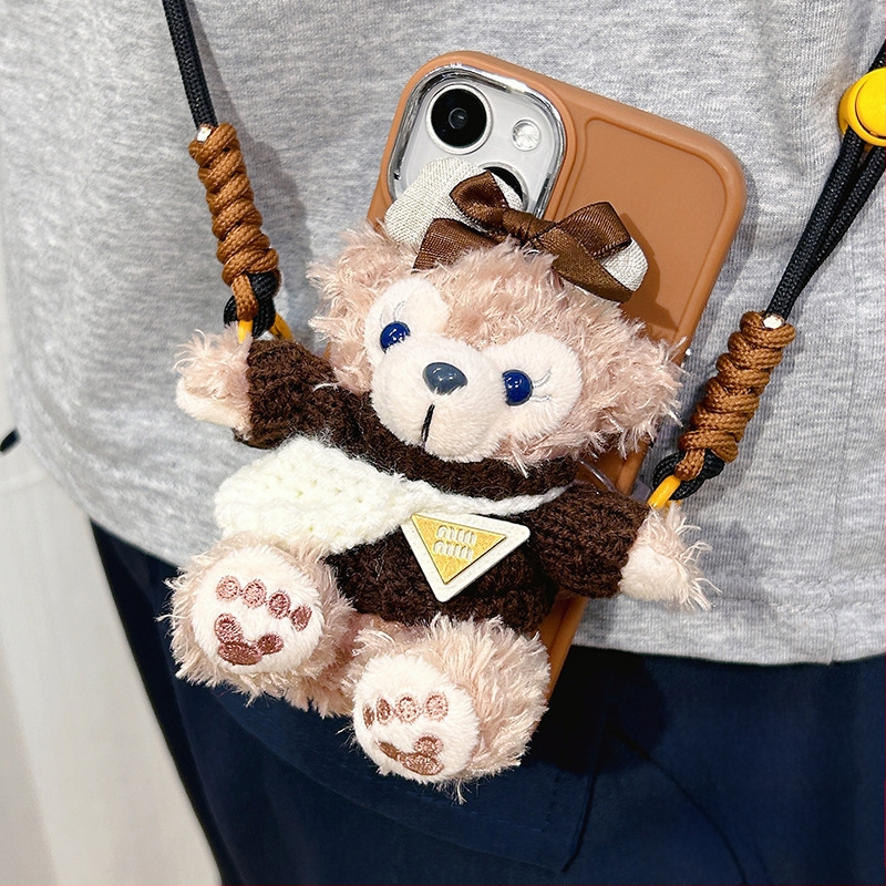 Αξεσουάρ κινητού με γούνα: πίσω κλιπ, λουρί crossbody, καθολικό λαιμό, φορητή βάση – στυλ καρτούν, Χειμώνας 2024