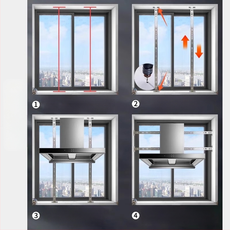 Неръждаема стомана – закачалка за кухненски абсорбатор, универсална стенна закачалка, монтаж чрез пробиване, 2 кг