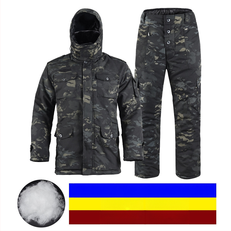Военен мъжки зимен палто, камуфлажен дизайн, водоустойчиво, памучно подплатено, за външни условия