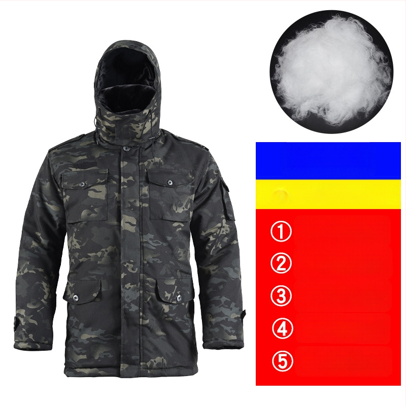 Военен мъжки зимен палто, камуфлажен дизайн, водоустойчиво, памучно подплатено, за външни условия