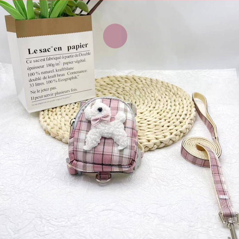 Разтегателна каишка за домашни любимци с раничка и джоб за лакомства за малки кучета, марка Shen Chong Ju, модел 038