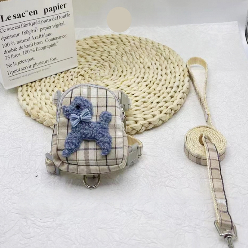 Разтегателна каишка за домашни любимци с раничка и джоб за лакомства за малки кучета, марка Shen Chong Ju, модел 038