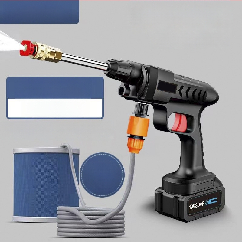 Високонапорна домашна водна пушка за миене на автомобили – медна глава, ABS дръжка, 30 бара, разпръскване на 6–8 м, подходяща за миене на автомобили и поливане в градината