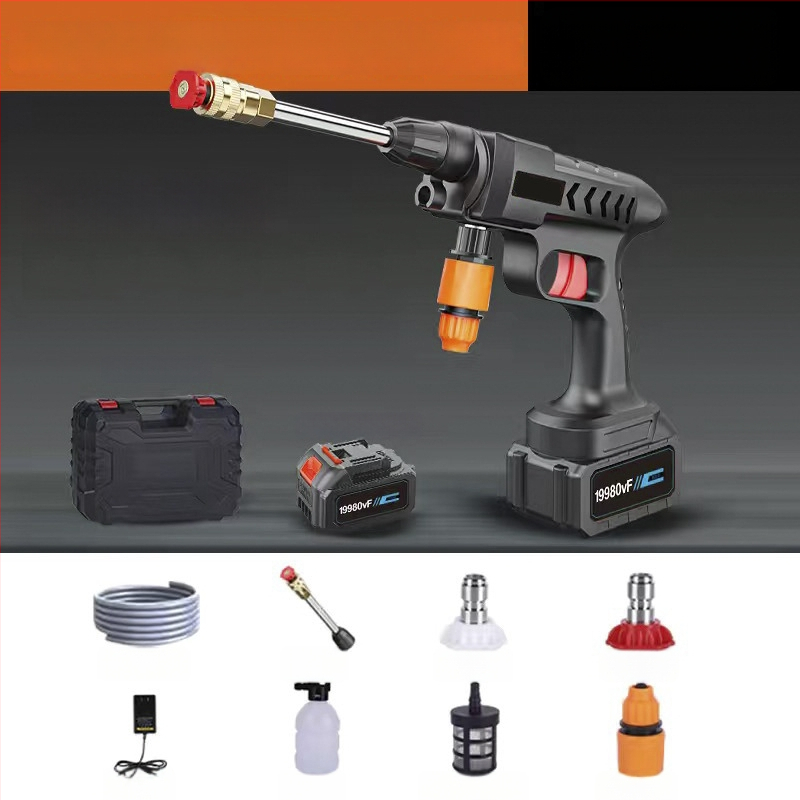 Високонапорна домашна водна пушка за миене на автомобили – медна глава, ABS дръжка, 30 бара, разпръскване на 6–8 м, подходяща за миене на автомобили и поливане в градината