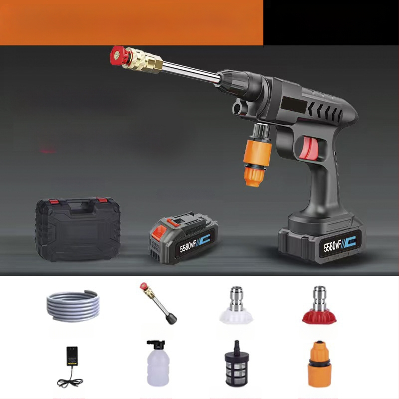 Високонапорна домашна водна пушка за миене на автомобили – медна глава, ABS дръжка, 30 бара, разпръскване на 6–8 м, подходяща за миене на автомобили и поливане в градината