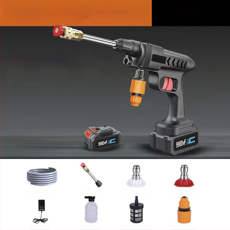 Високонапорна домашна водна пушка за миене на автомобили – медна глава, ABS дръжка, 30 бара, разпръскване на 6–8 м, подходяща за миене на автомобили и поливане в градината