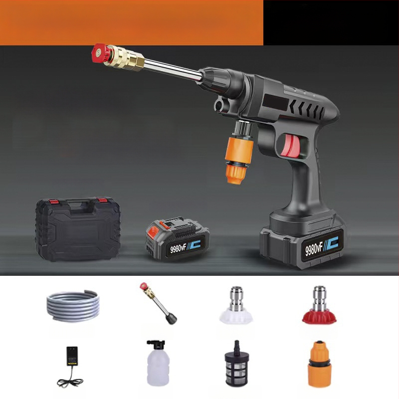 Високонапорна домашна водна пушка за миене на автомобили – медна глава, ABS дръжка, 30 бара, разпръскване на 6–8 м, подходяща за миене на автомобили и поливане в градината