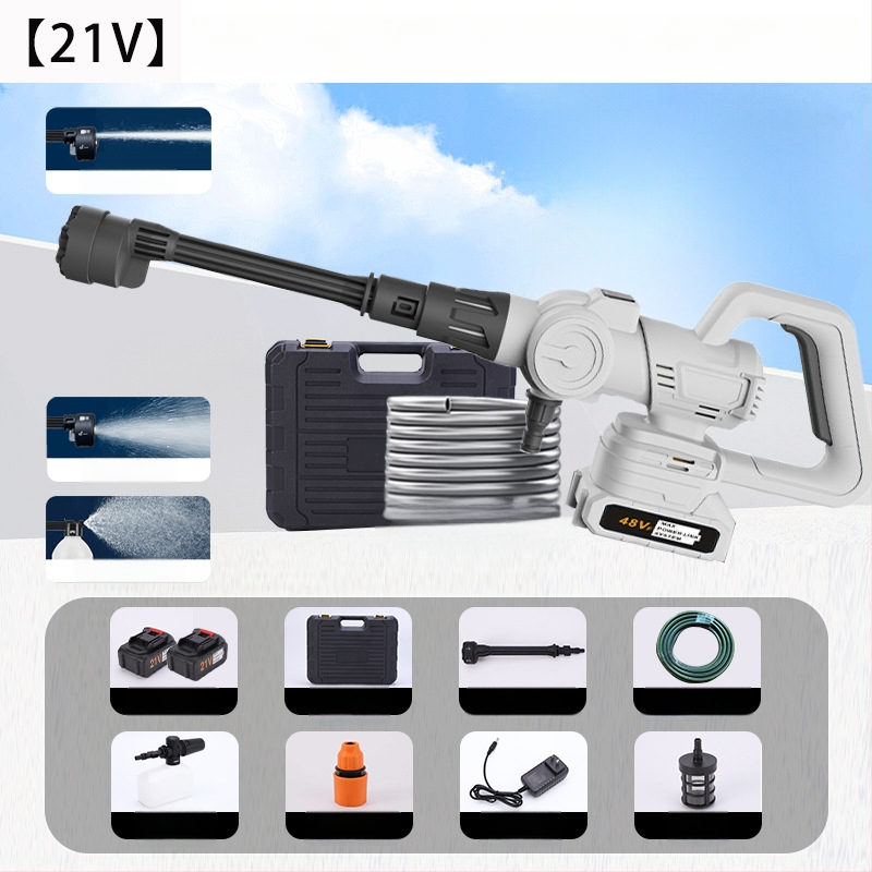 Pistol de spălat auto fără fir, reîncărcabil, motor brushless, ABS plastic, rază de pulverizare 8-10 m