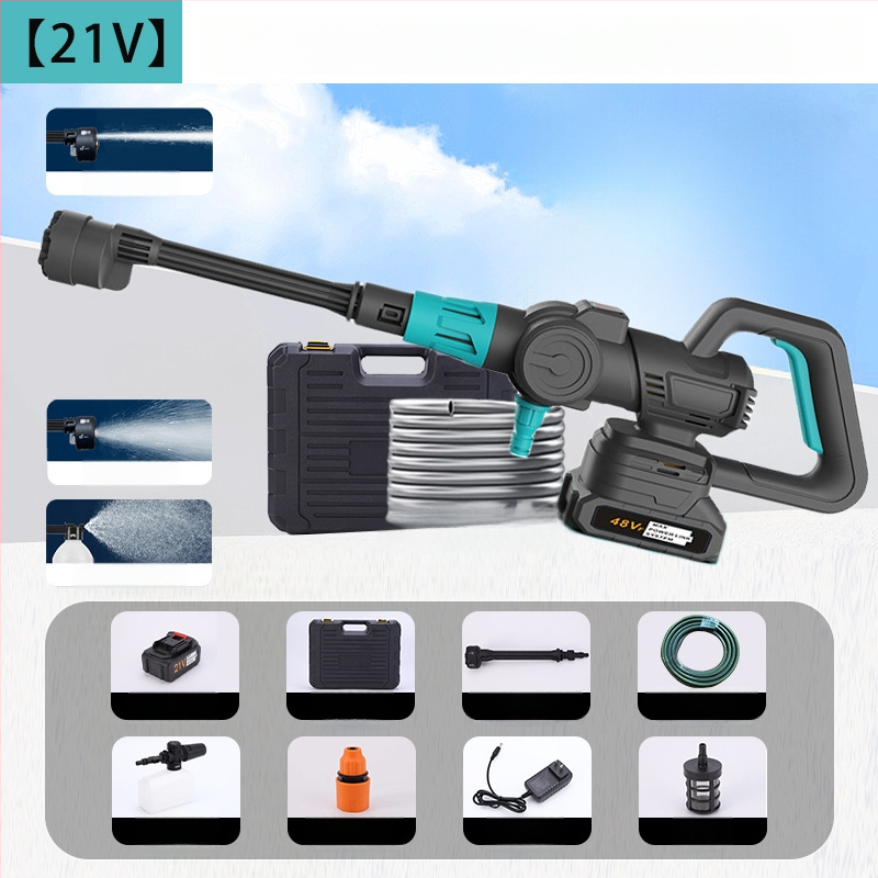 Pistol de spălat auto fără fir, reîncărcabil, motor brushless, ABS plastic, rază de pulverizare 8-10 m