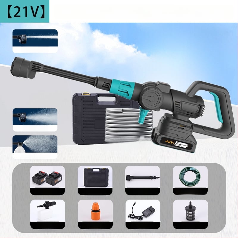 Pistol de spălat auto fără fir, reîncărcabil, motor brushless, ABS plastic, rază de pulverizare 8-10 m