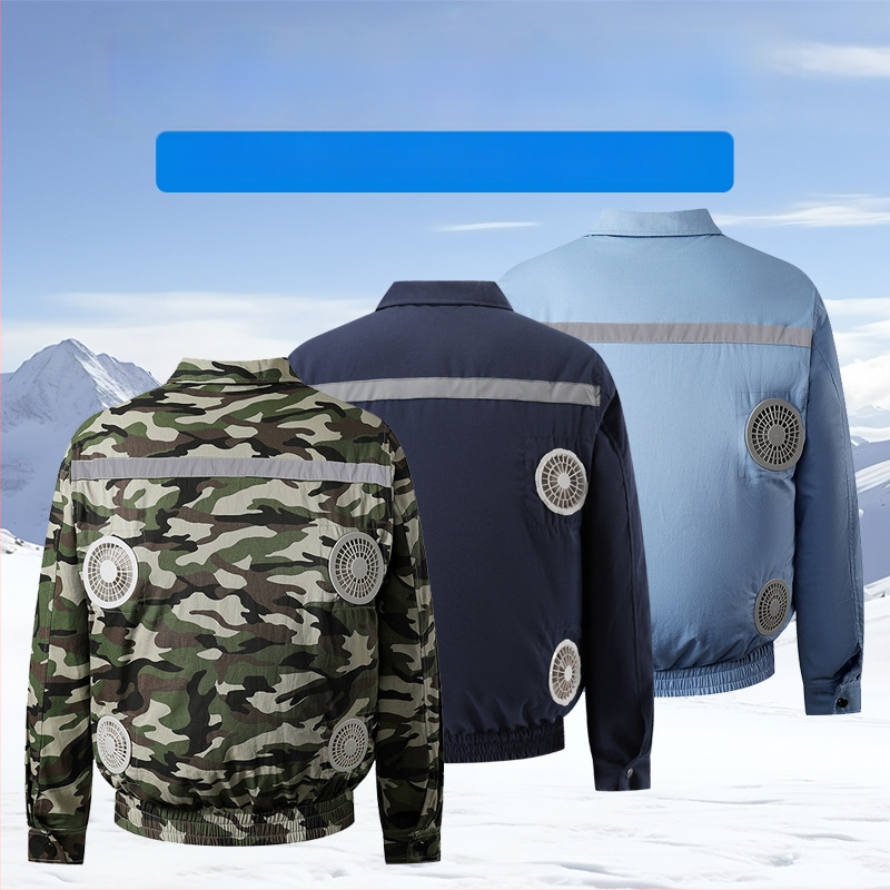 Palton de lucru masculin de vară cu patru ventilatoare pentru răcire, protecție reflectivă solară, 100% poliester