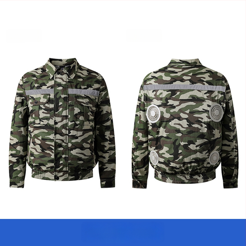 Palton de lucru masculin de vară cu patru ventilatoare pentru răcire, protecție reflectivă solară, 100% poliester